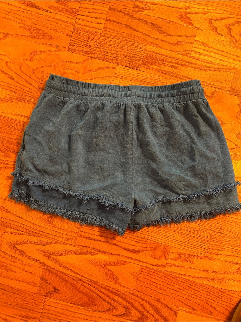 Umgee Slate Blue Frayed Hem Athletic Shorts - Picture 4 of 4